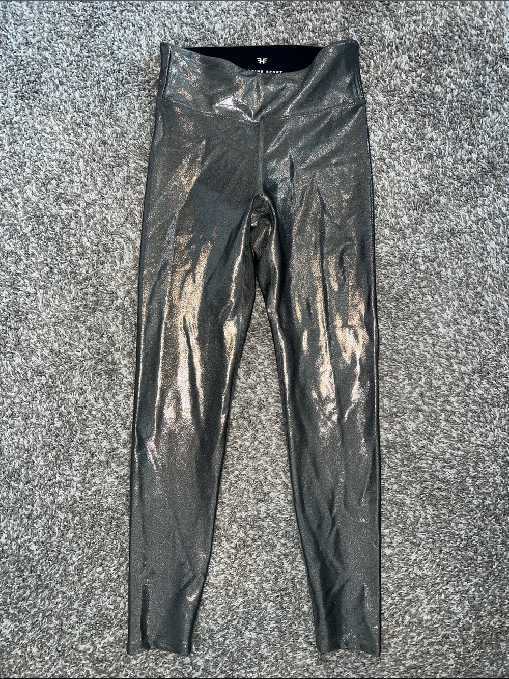 Heroine Sport Shimmery Black Metallic Leggings